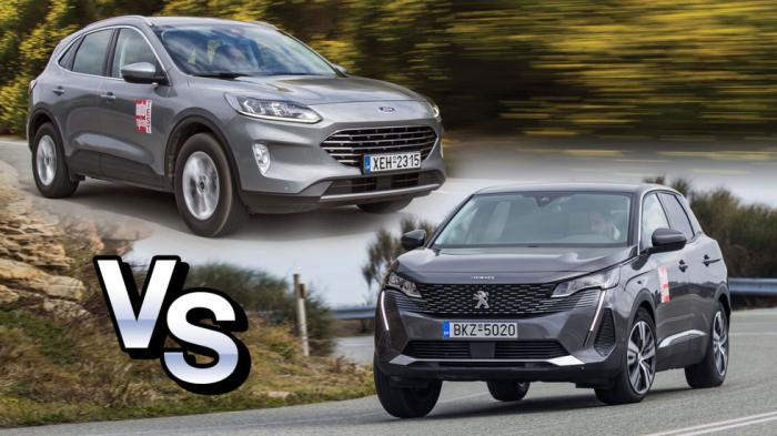 VS: Ford Kuga με 150 PS ή Peugeot 3008 με 130 PS   